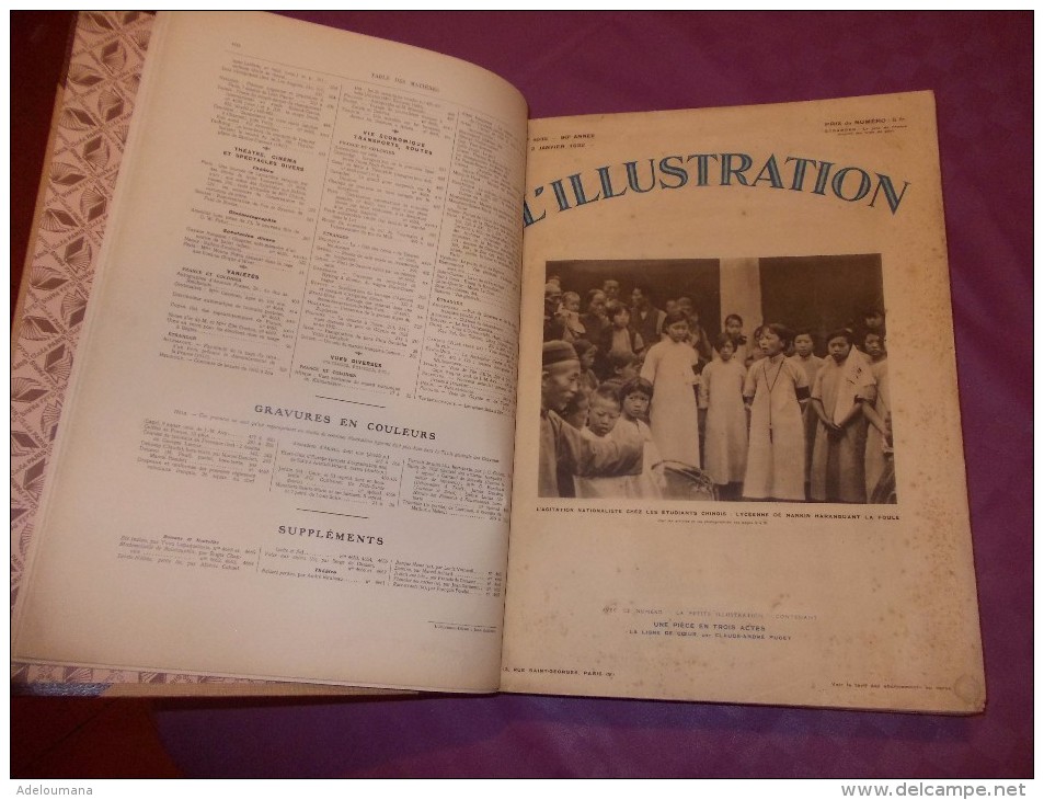 11 NUMEROS DE L´ILLUSTRATION  1932 - TOUT JANVIER  - FEVRIER - JUSQU´AU 19MARS - DANS UN CLASSEUR EN CARTON DUR ET CUIR - L'Illustration