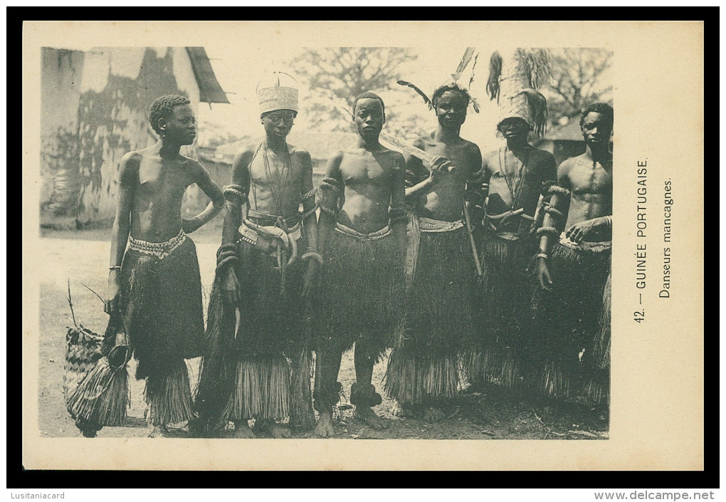 GUINÉ -BISSAU - COSTUMES -Guiné Portugaise - Danceurs Mancagnes ( Ed. D. A. Longuet Nº 42)   Carte Postale - Guinea-Bissau