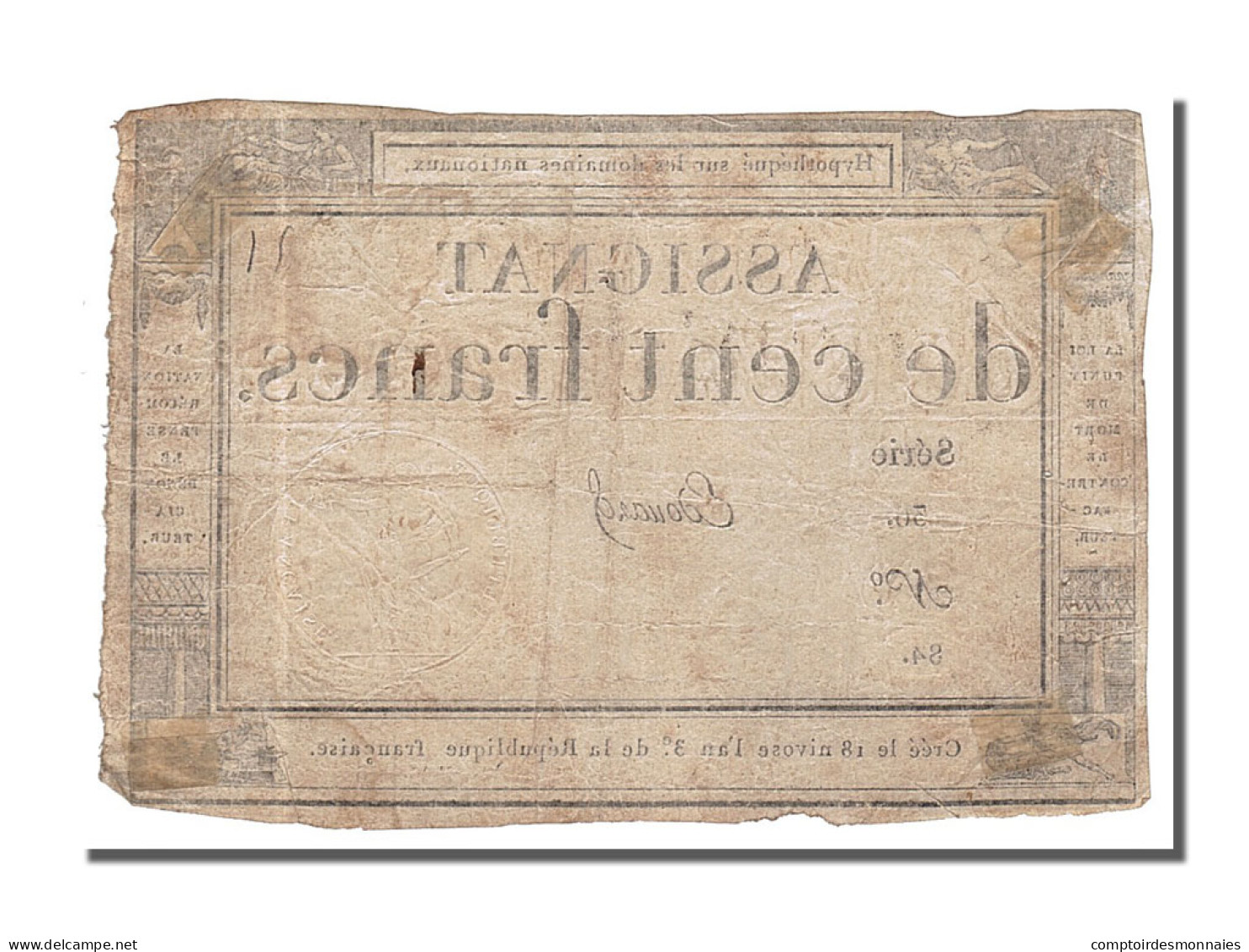 Billet, France, 100 Francs, 1795, Edouard, TTB, KM:A78, Lafaurie:173 - Assignats & Mandats Territoriaux