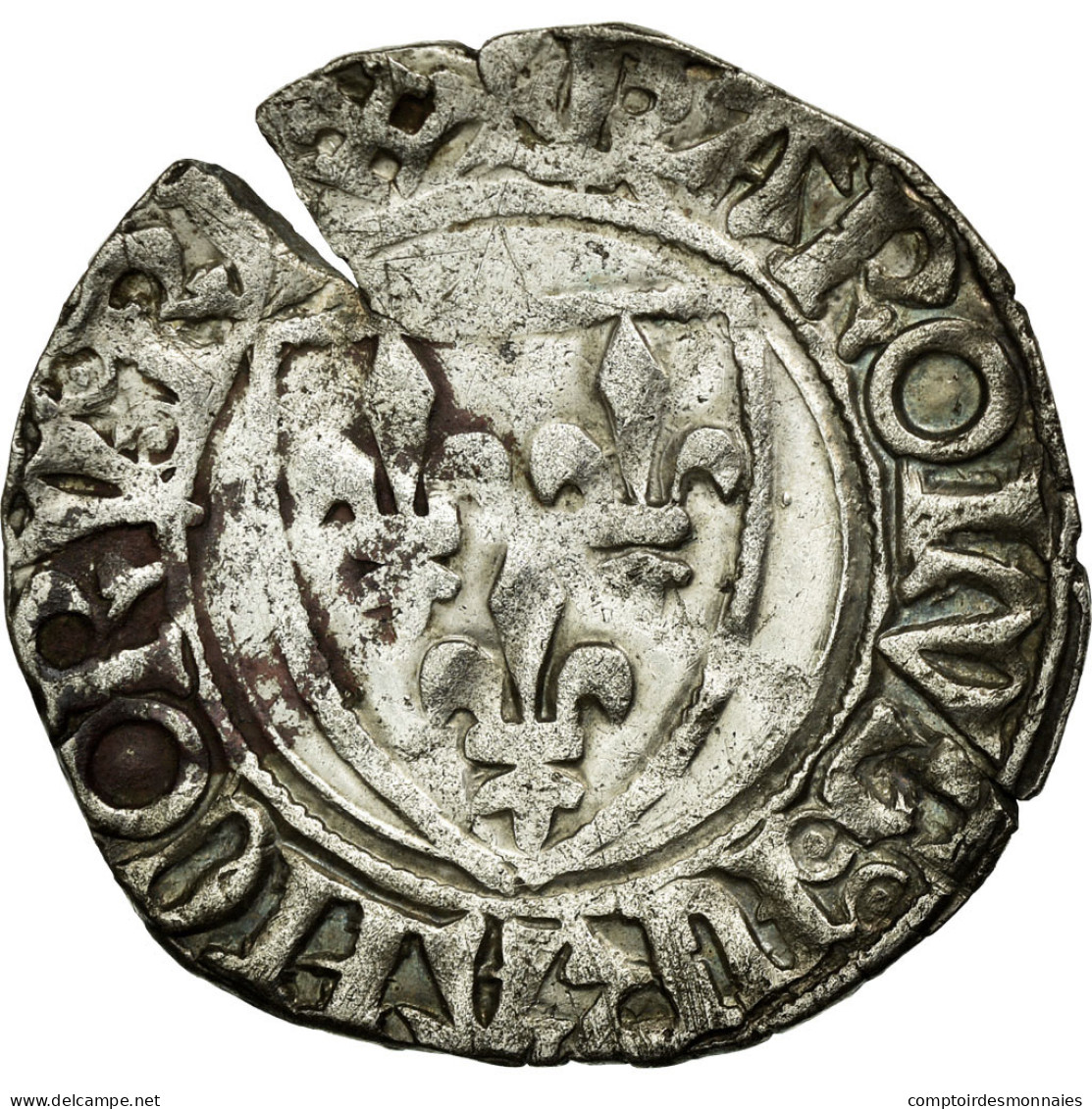 Monnaie, France, Blanc Guénar, Rouen, TTB, Billon, Duplessy:377A - 1380-1422 Charles VI Le Fol