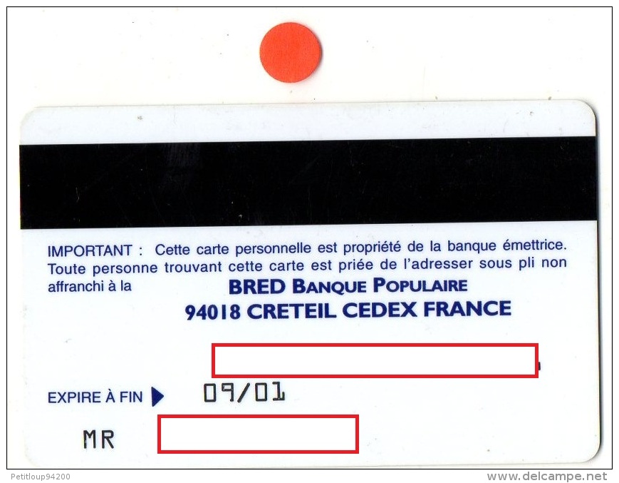 CARTE BANCAIRE  BANQUE POPULAIRE  BRED Point Argent - Disposable Credit Card