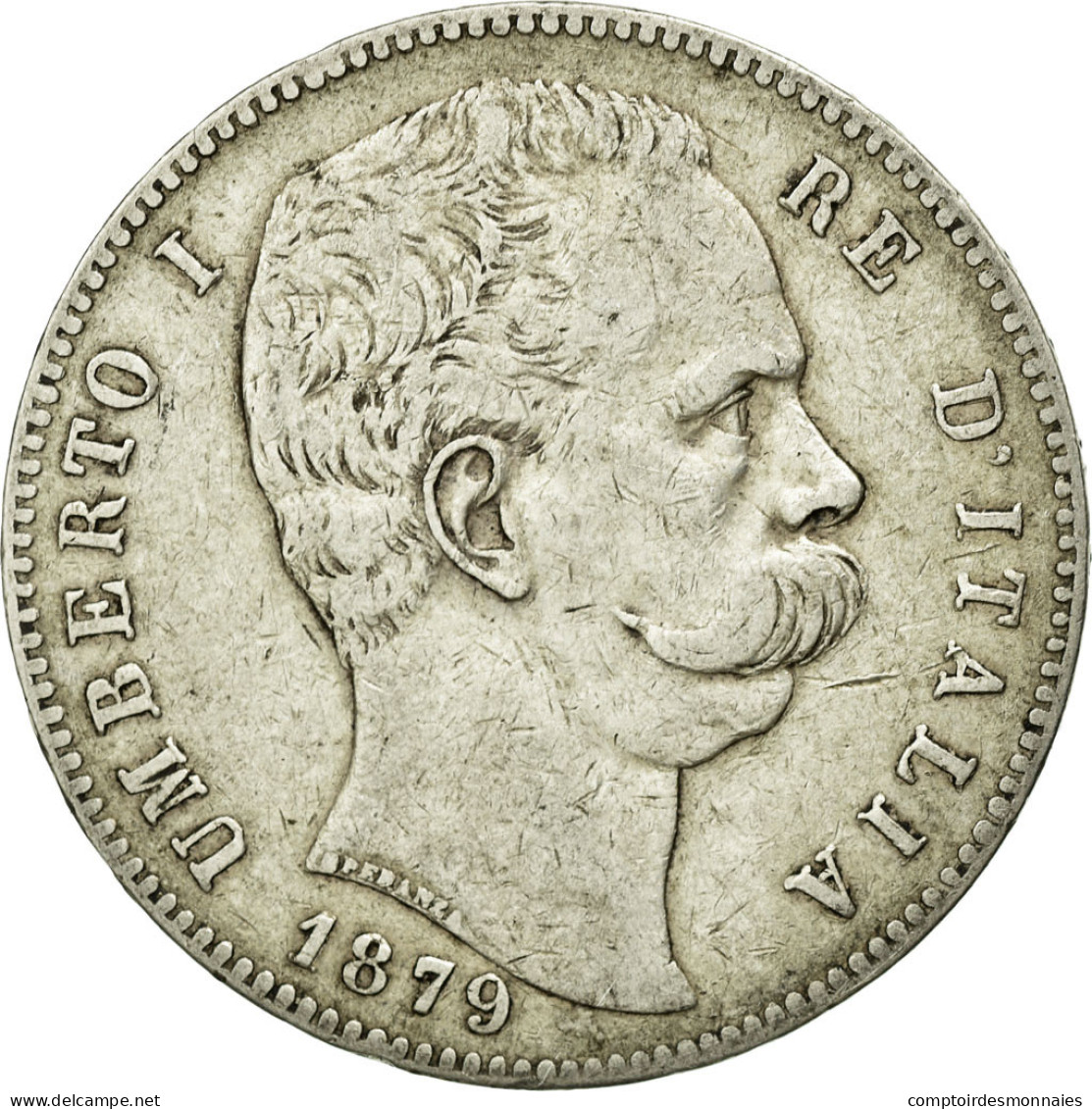 Monnaie, Italie, Umberto I, 5 Lire, 1879, Rome, TTB, Argent - 1878-1900 : Umberto I