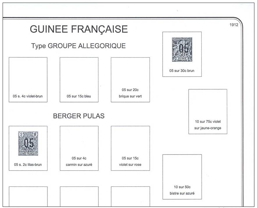 Feuilles Album GUINEE FRANÇAISE (14 Feuilles) Avec Page De Garde (Qualité Professionnelle) - Pré-Imprimés