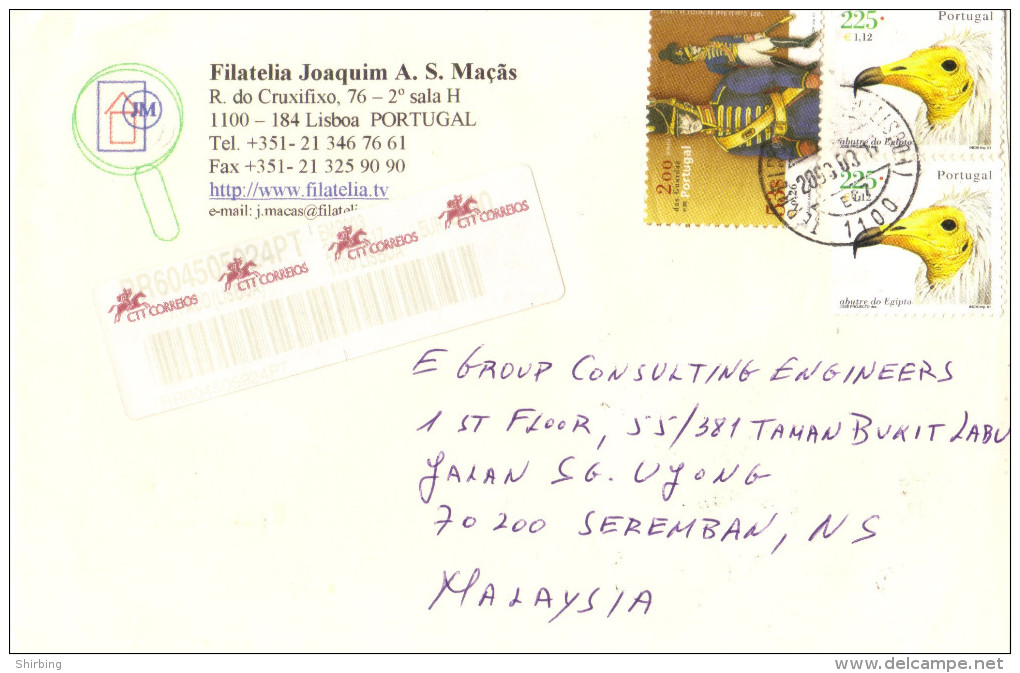 17F : Portugal Bird Uniform Stamps Used On Cover - Covers & Documents