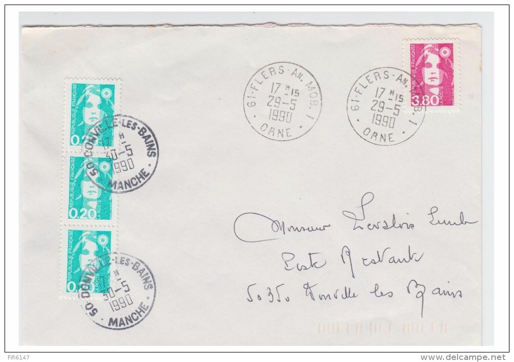 FRANCE -- ORNE -- FLERS -- "61-FLERS-AN.MOB.-1- ORNE -" LETTRE DATEE1990 -- - 1961-....