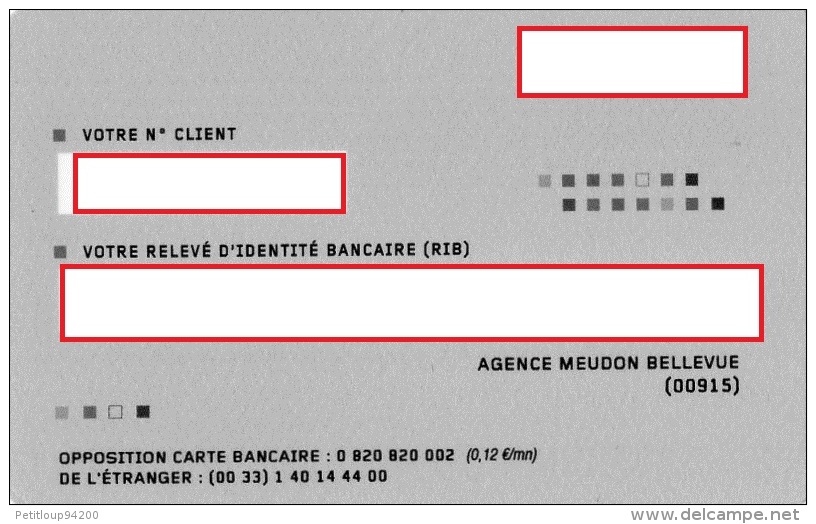 BNP PARIBAS Coordonnées Carte Bancaire - Schede Bancarie Uso E Getta