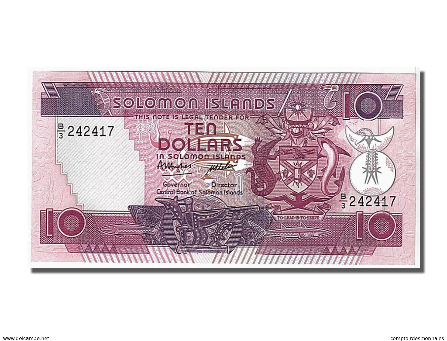 Billet, Îles Salomon, 10 Dollars, 1986, KM:15a, NEUF - Isola Salomon