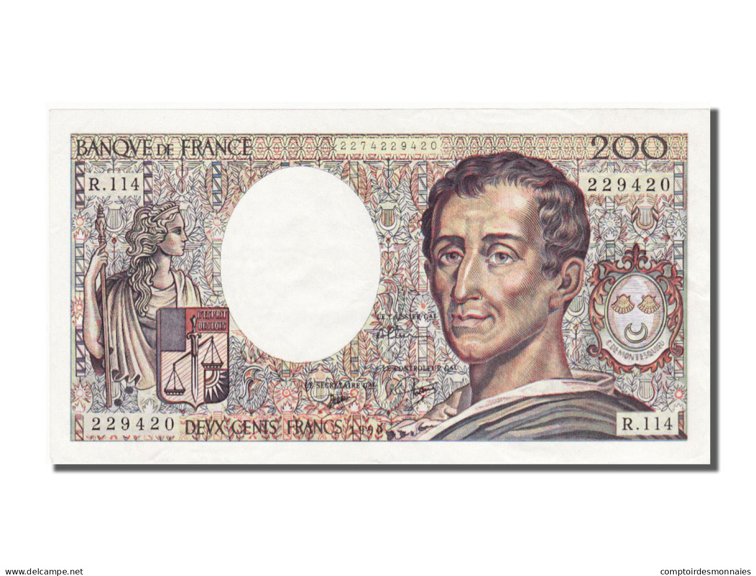 Billet, France, 200 Francs, 200 F 1981-1994 ''Montesquieu'', 1990, SPL - 200 F 1981-1994 ''Montesquieu''