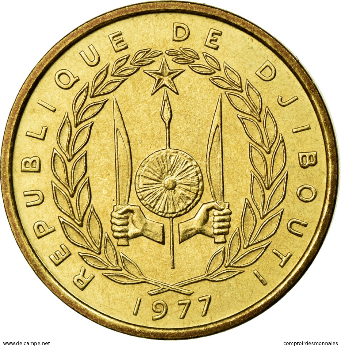 Monnaie, Djibouti, 10 Francs, 1977, FDC, Aluminium-Bronze, KM:E4 - Djibouti