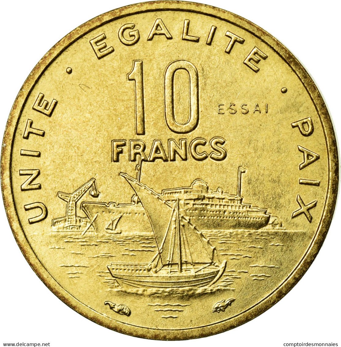 Monnaie, Djibouti, 10 Francs, 1977, FDC, Aluminium-Bronze, KM:E4 - Gibuti