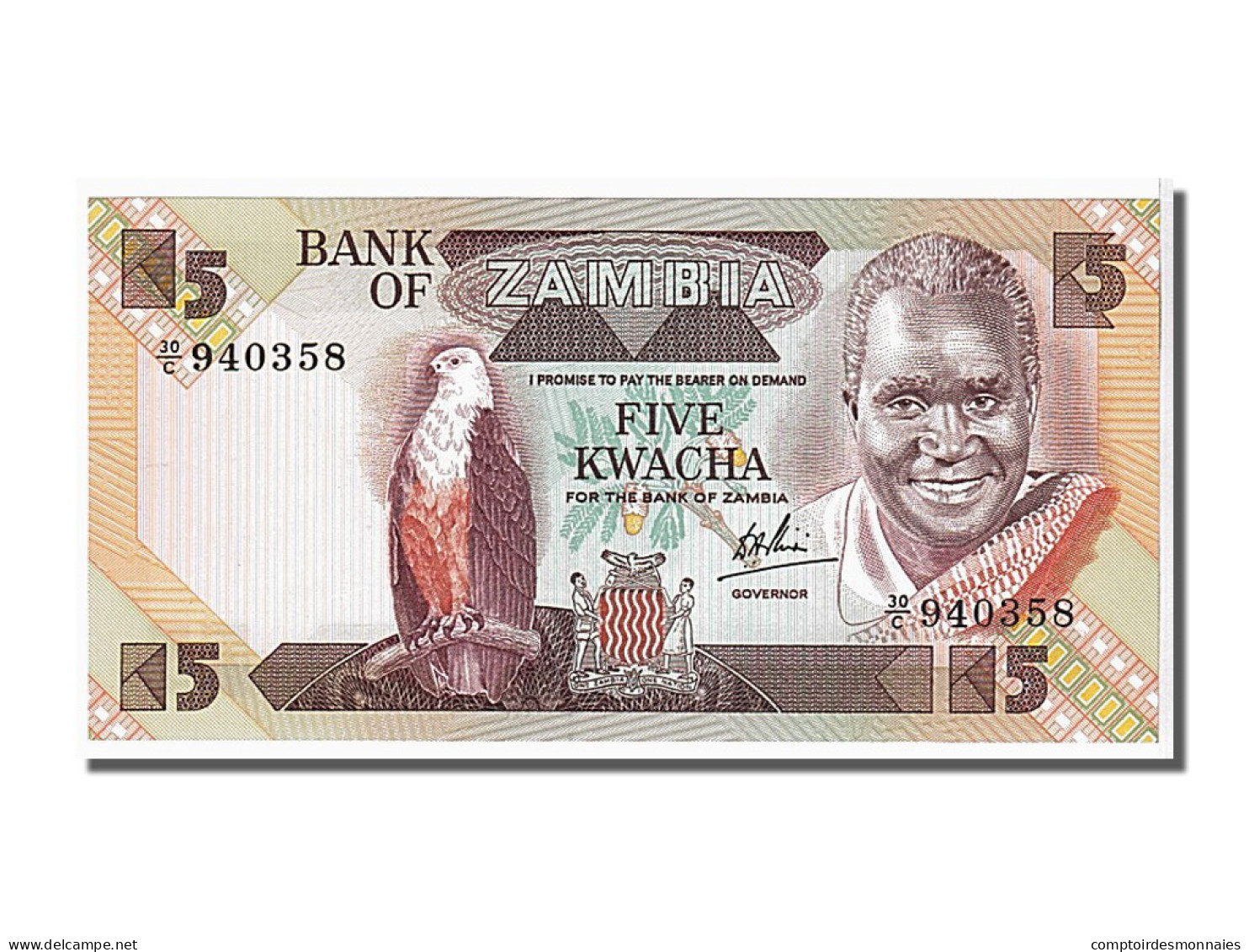 Zambie, 5 Kwacha Type Kaunda - Zambia