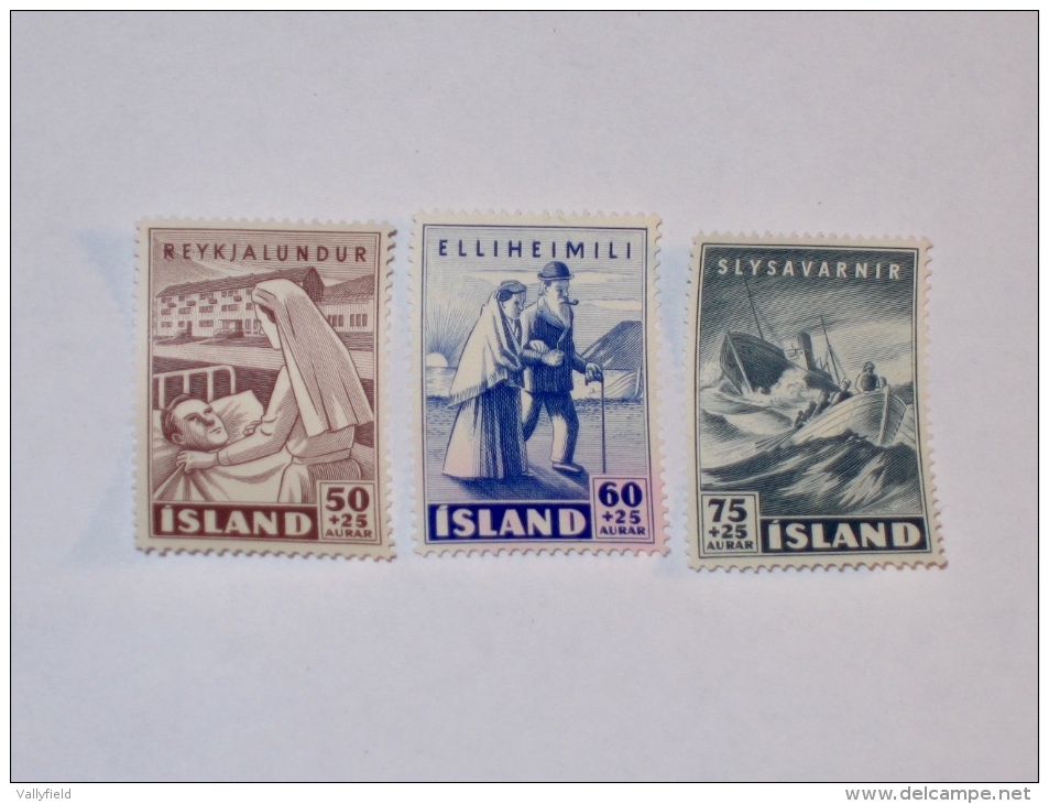 ISLAND / ISLANDE  1949  SCOTT # B-9,10,11 - Unused Stamps