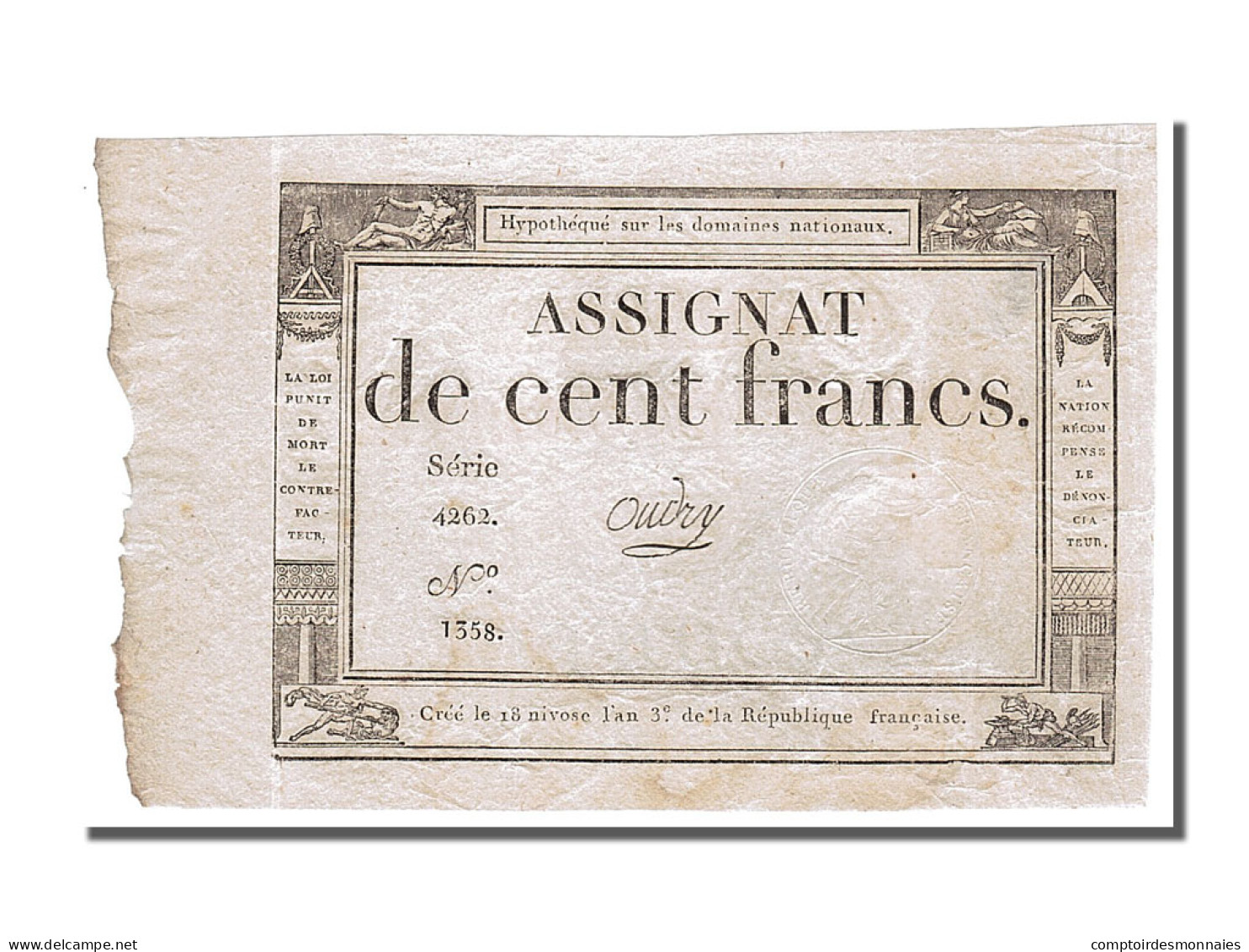 Billet, France, 100 Francs, 1795, Oudry, SPL, KM:A78, Lafaurie:173 - Assegnati