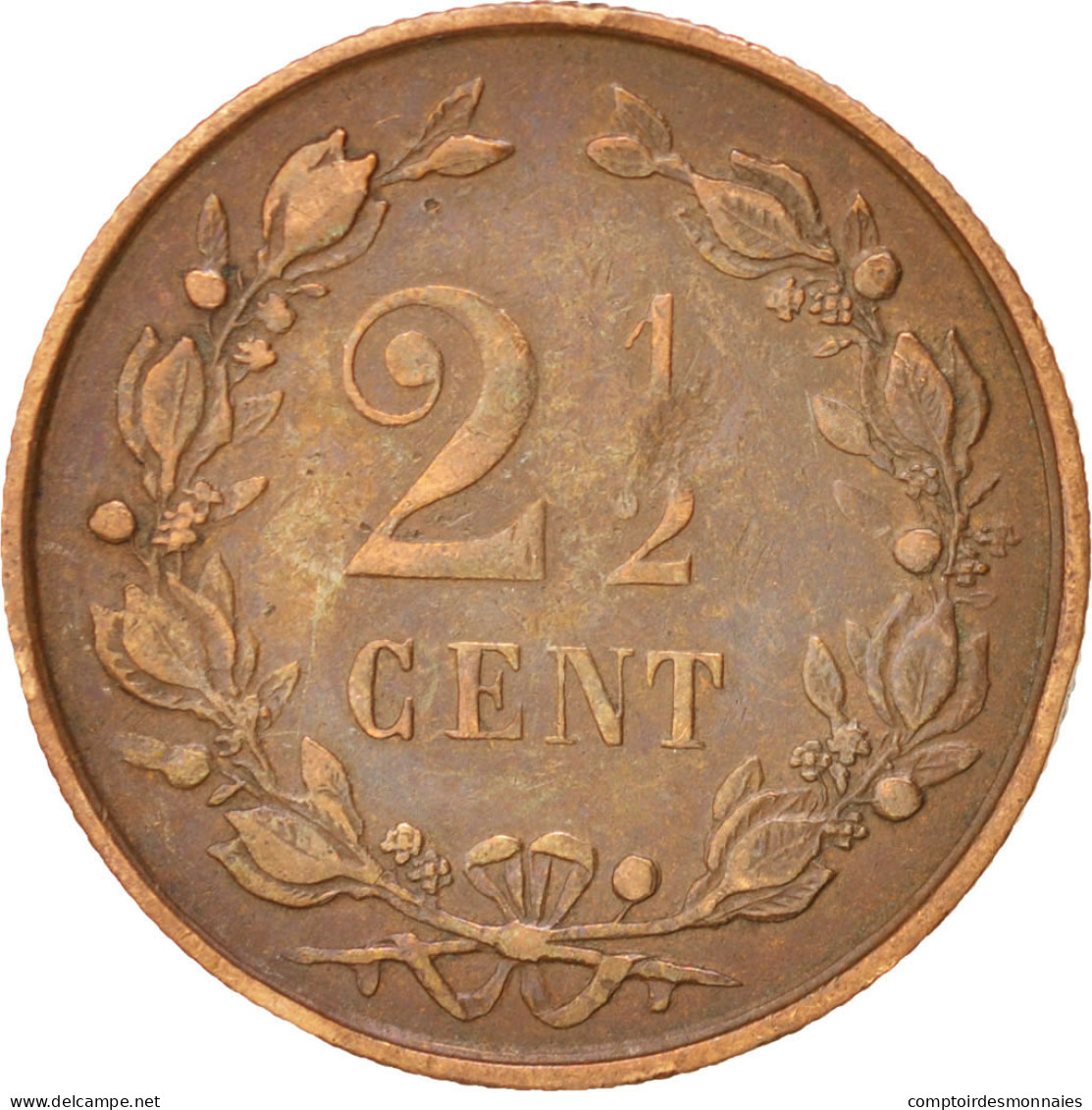 Monnaie, Pays-Bas, Wilhelmina I, 2-1/2 Cent, 1890, TTB, Bronze, KM:108.2 - 2.5 Centavos