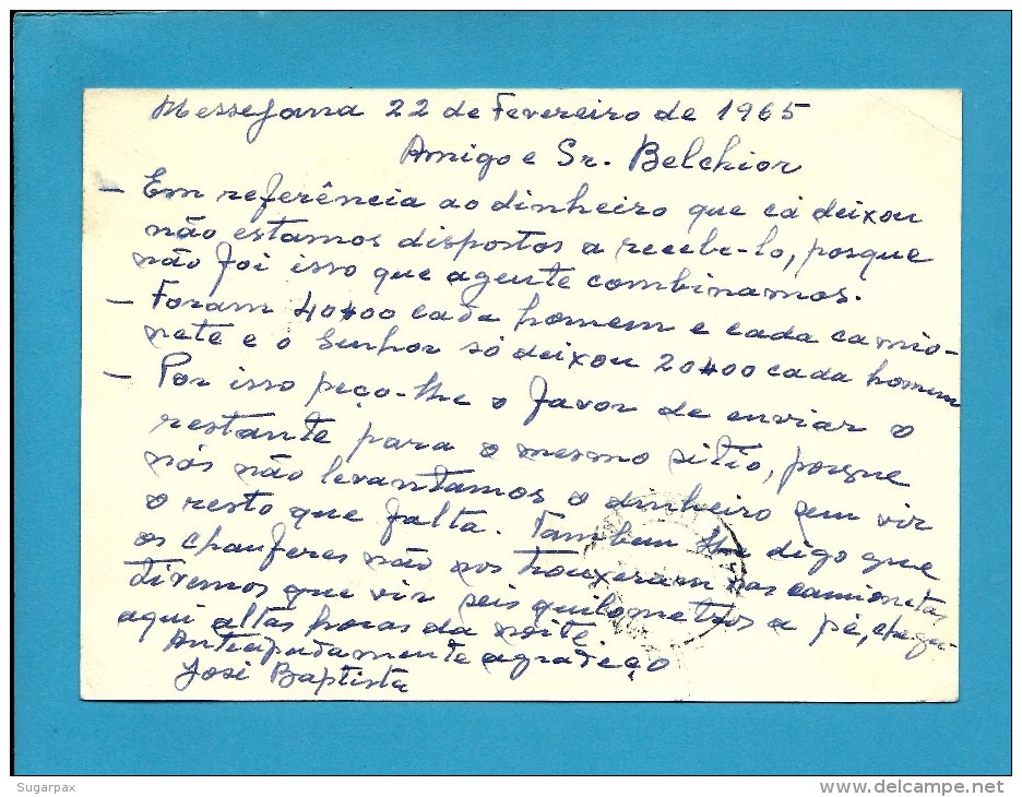 MESSEJANA - VALE De AÇOR - 1965 - EXÉRCITO PORTUGUÊS - N.º 9 - INTEIRO POSTAL STATIONERY - PORTUGAL - Enteros Postales