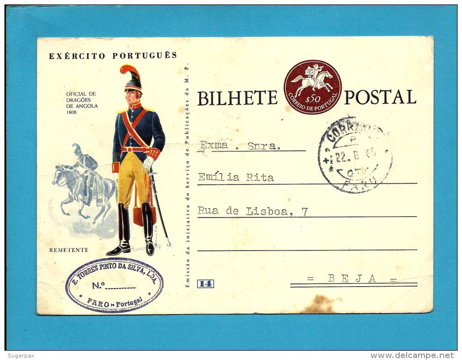 FARO - BEJA - 1965 - EXÉRCITO PORTUGUÊS - N.&ordm; 14 - INTEIRO POSTAL STATIONERY - PORTUGAL - Interi Postali