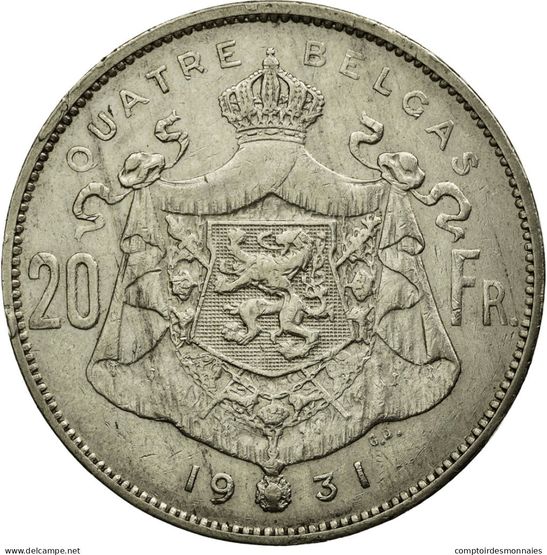 Monnaie, Belgique, 20 Francs, 20 Frank, 1931, TTB, Nickel - 20 Francs & 4 Belgas