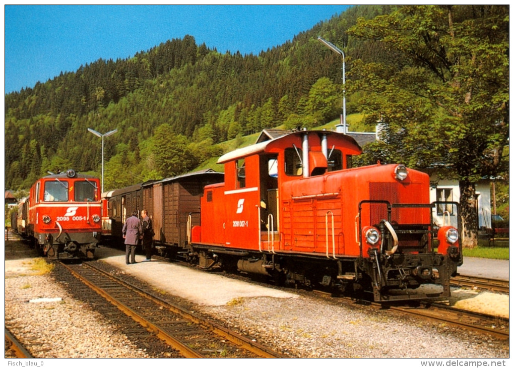 AK Eisenbahn NÖ ÖBB Lunz Am See 1988 Schmalspur-Lok 2091 007-1 Österreich Zug A. Simmering/ÖSSW Lokomotive Narrow Gauge - Trains