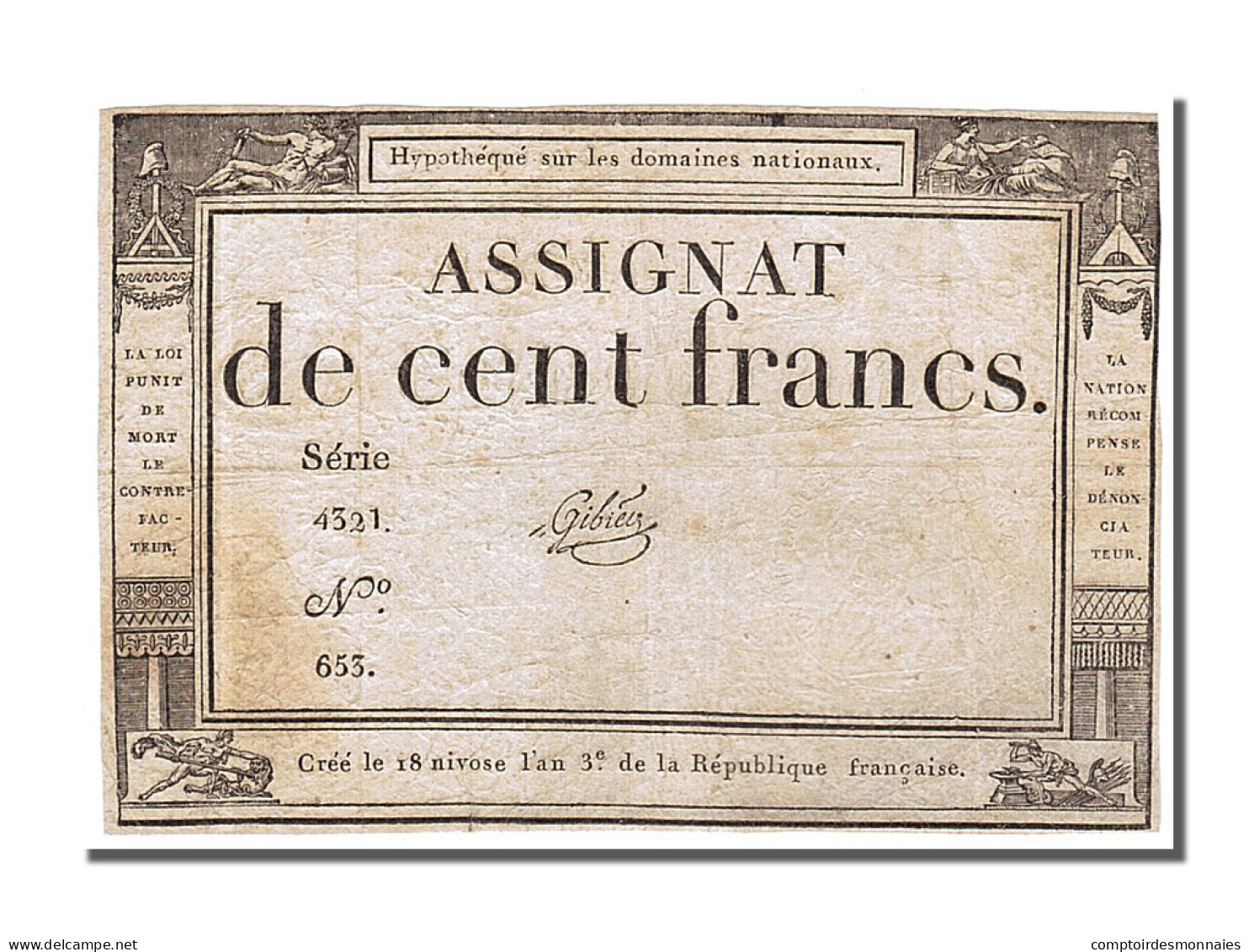 Billet, France, 100 Francs, 1795, Gibier, TTB, KM:A78, Lafaurie:173 - Assignats & Mandats Territoriaux