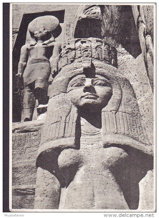 Egypte CPA Queen La Reine Nefertari Temple Abou Simbel ASWAN To NYKÖPING Sweden Censor Censure (2 Scans) - Abu Simbel Temples
