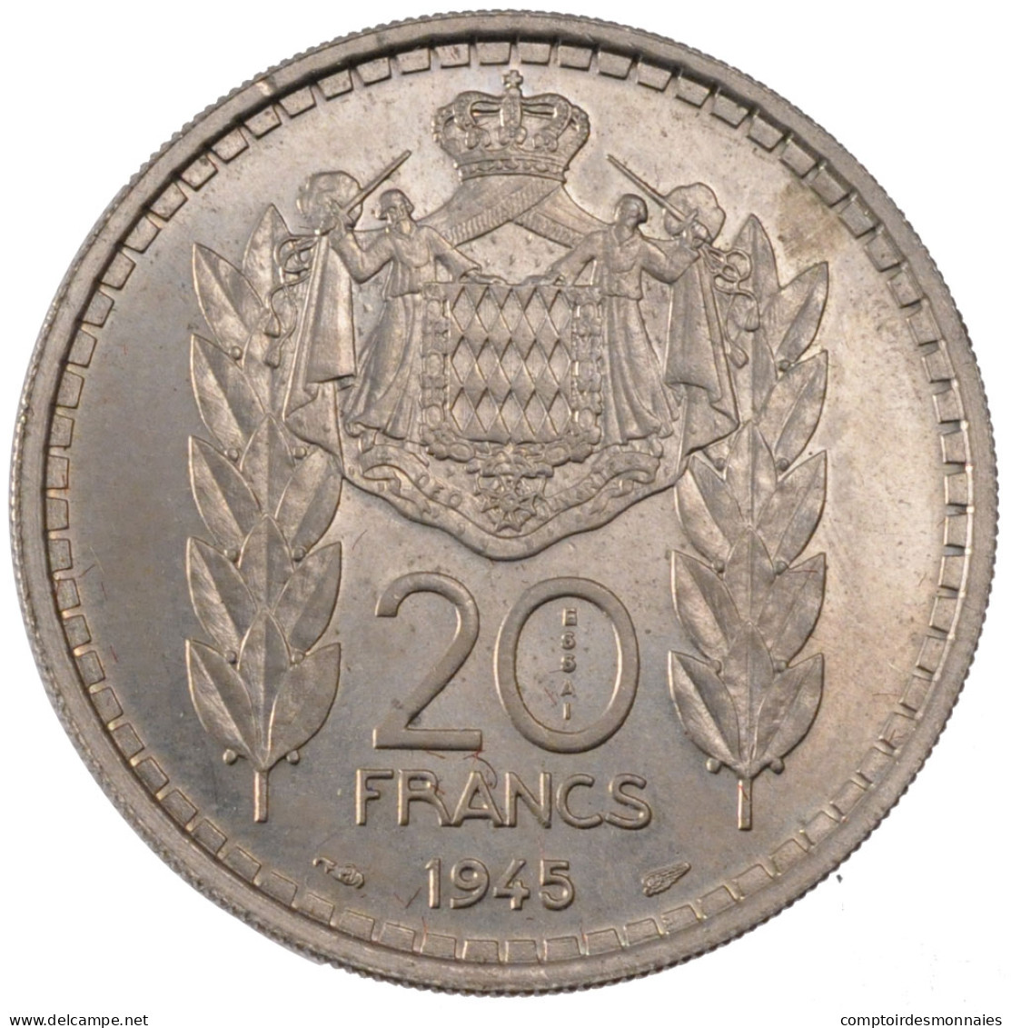 Monnaie, Monaco, 20 Francs, 1945, SUP+, Copper-nickel, KM:E20, Gadoury:137 - 1922-1949 Louis II