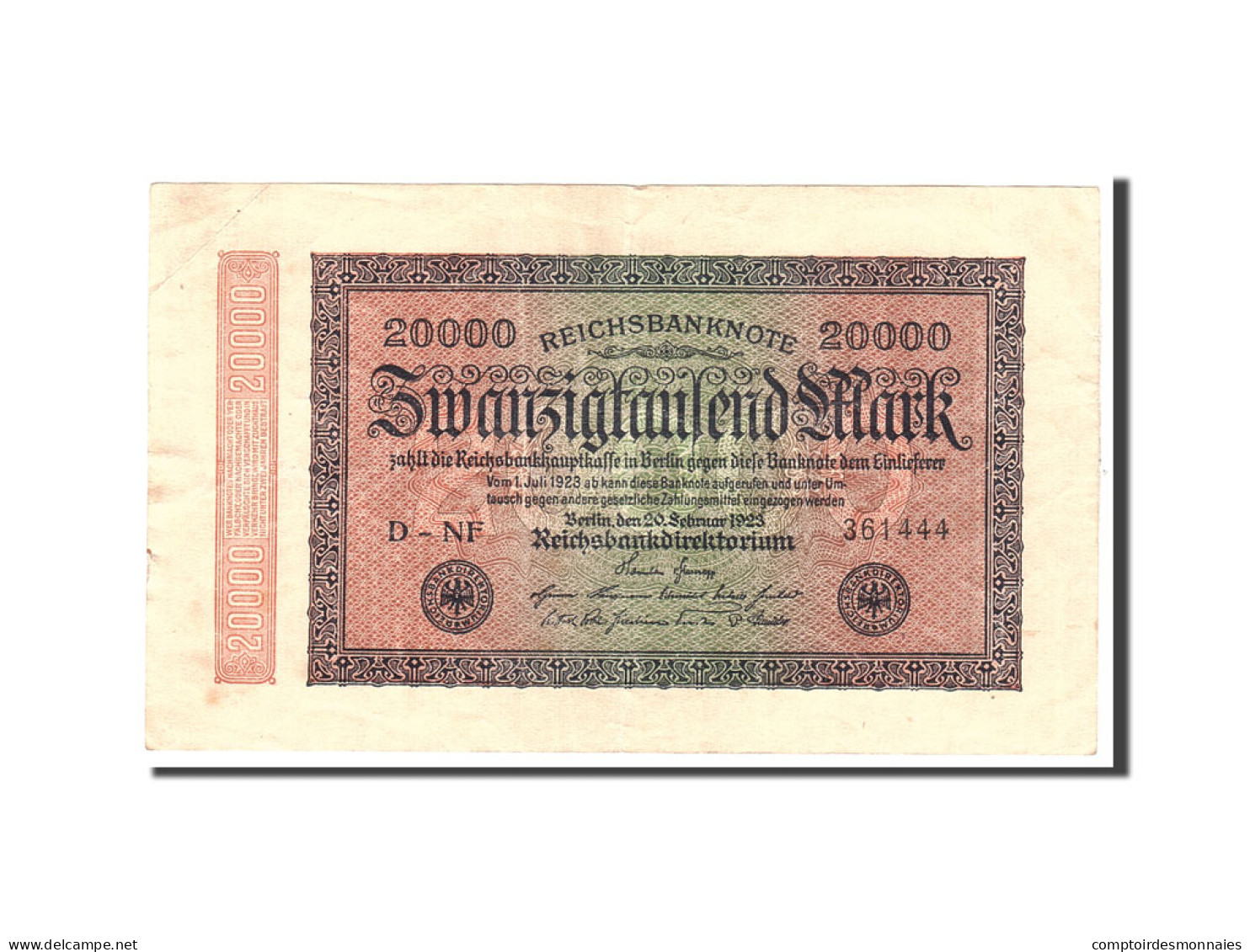 Billet, Allemagne, 20,000 Mark, 1923, 1923-02-20, KM:85c, TTB+ - 20.000 Mark