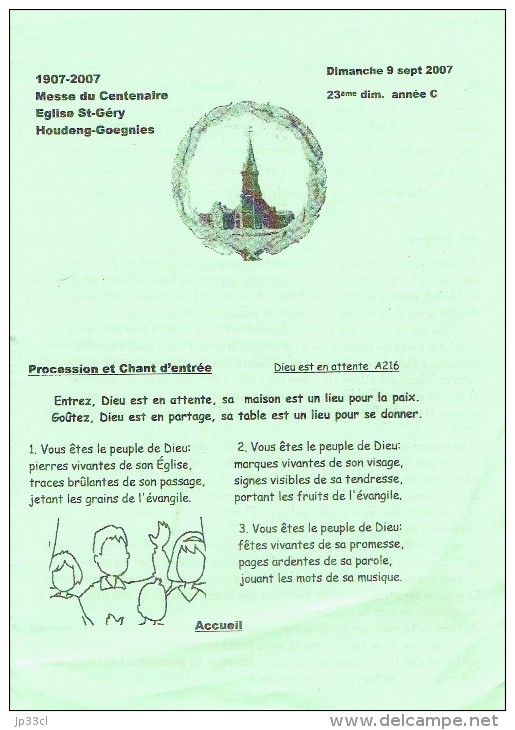 Ancienne Brochure Sur Houdeng Goegnies Messe Du Centenaire De L'Eglise St-Géry (2007) - Dépliants Touristiques