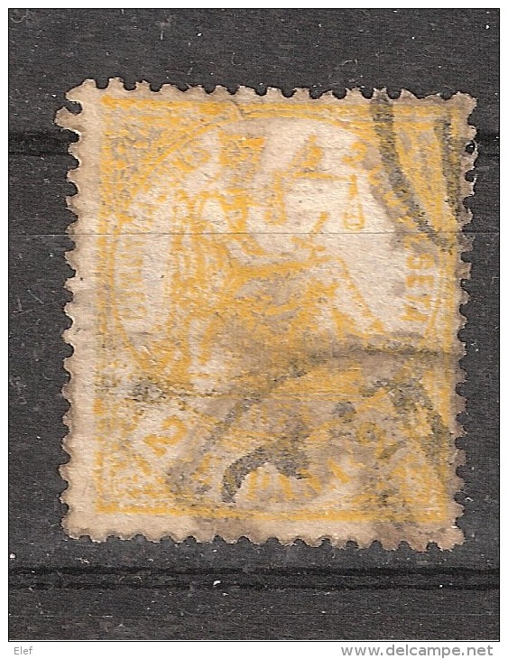 ESPANA / Espagne / Spain 1873 ,Republica , Yvert N° 130 , 2 C Jaune Avec VARIEDAD / VARIETE Impression Défectueuse ,TB - Usados