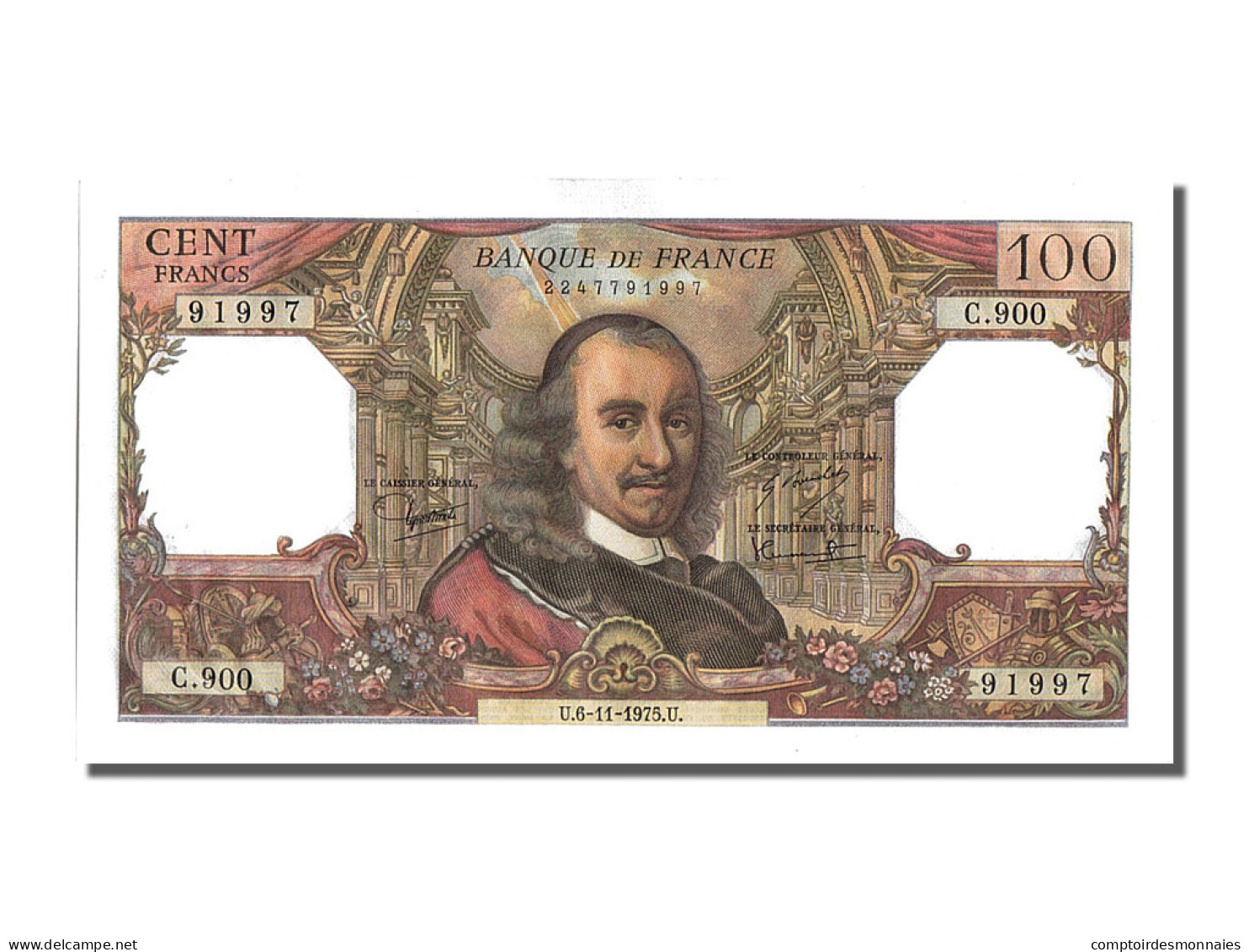 Billet, France, 100 Francs, 100 F 1964-1979 ''Corneille'', 1975, 1975-11-06 - 100 F 1964-1979 ''Corneille''