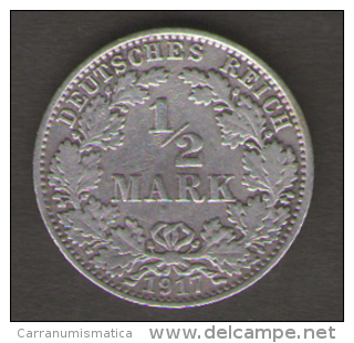 GERMANIA 1/2 MARK 1917 AG SILVER - 1/2 Mark