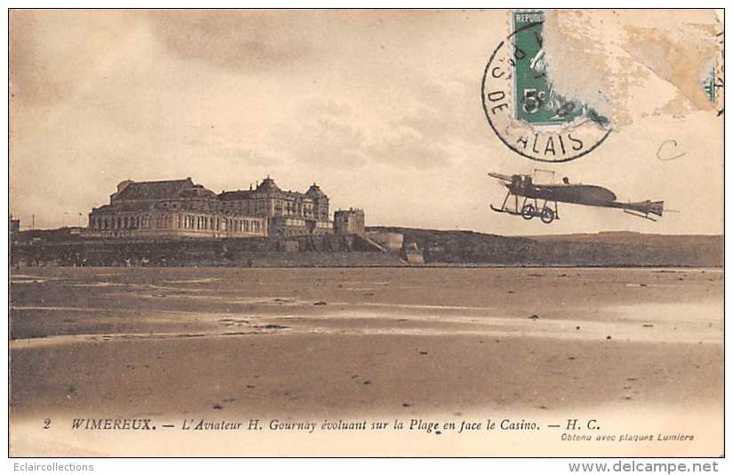 Wimereux     62      Aviation. L'aviateur H. Gournay évoluant Sur La Plage - Andere & Zonder Classificatie