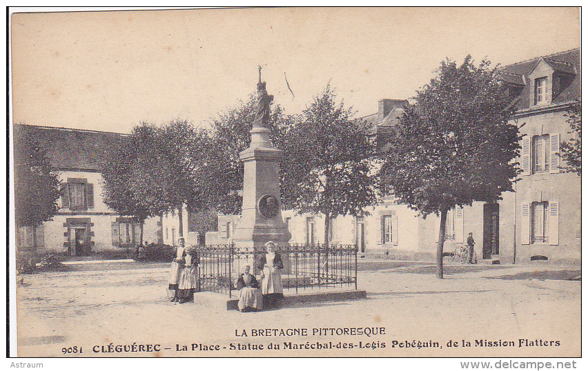 Cpa-56-cleguerec-animée-place ,statue Du Marechal Des Logis Pobeguin, Mission Flatters-edi Waron N°9081 - Cleguerec