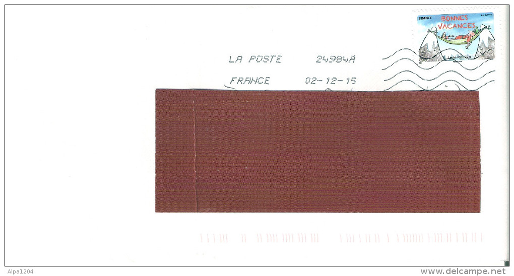 ENVELOPPE AVEC TIMBRE  LETTRE VERTE ANNEE 2016 "BONNES VACANCES" OBLITERE - Lettres & Documents