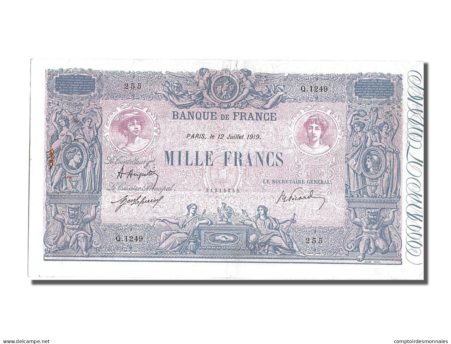 Billet, France, 1000 Francs, 1 000 F 1889-1926 ''Bleu Et Rose'', 1919 - 1 000 F 1889-1926 ''Bleu Et Rose''