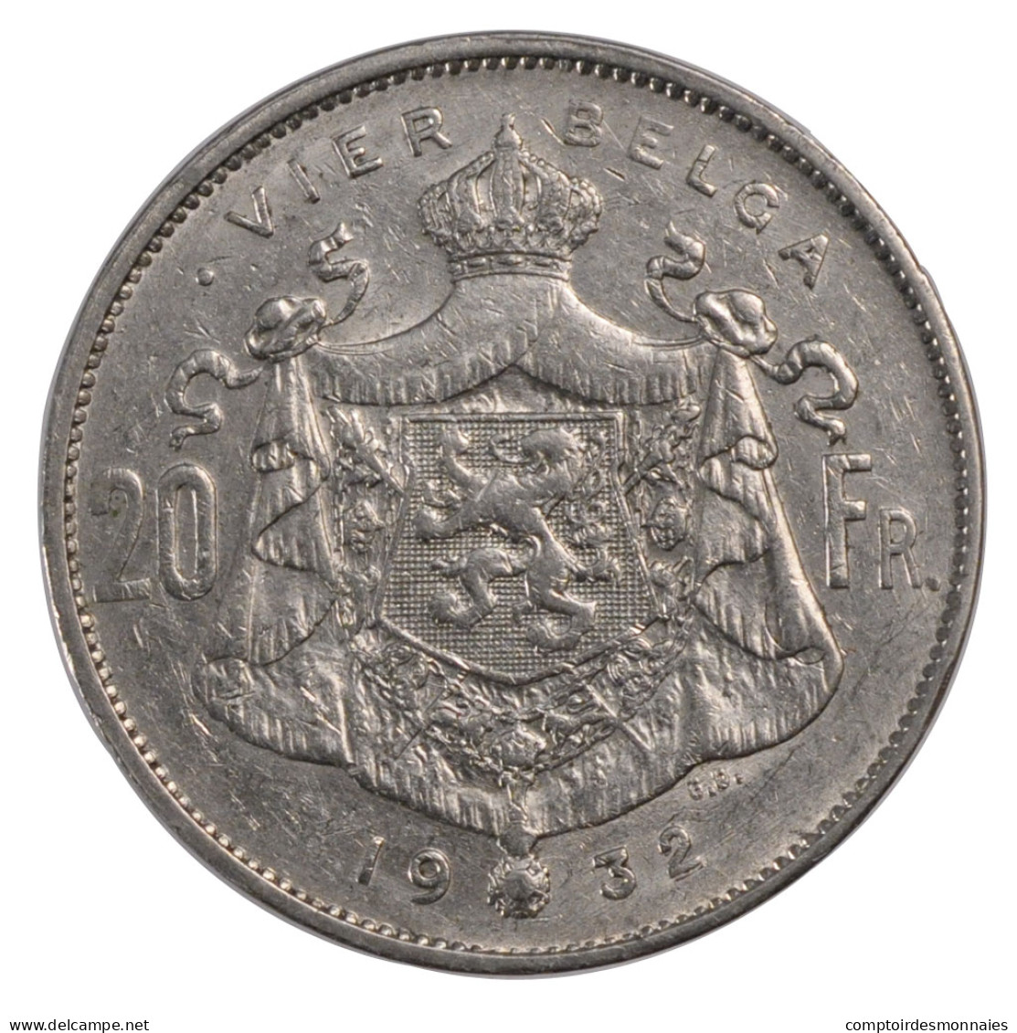 Monnaie, Belgique, 20 Francs, 20 Frank, 1932, TTB, Nickel, KM:102 - 20 Frank & 4 Belgas