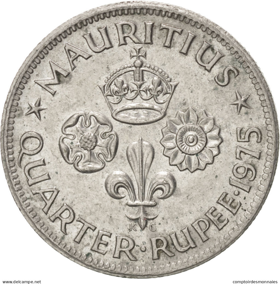 Monnaie, Mauritius, Elizabeth II, 1/4 Rupee, 1975, SUP, Copper-nickel, KM:36 - Maurice