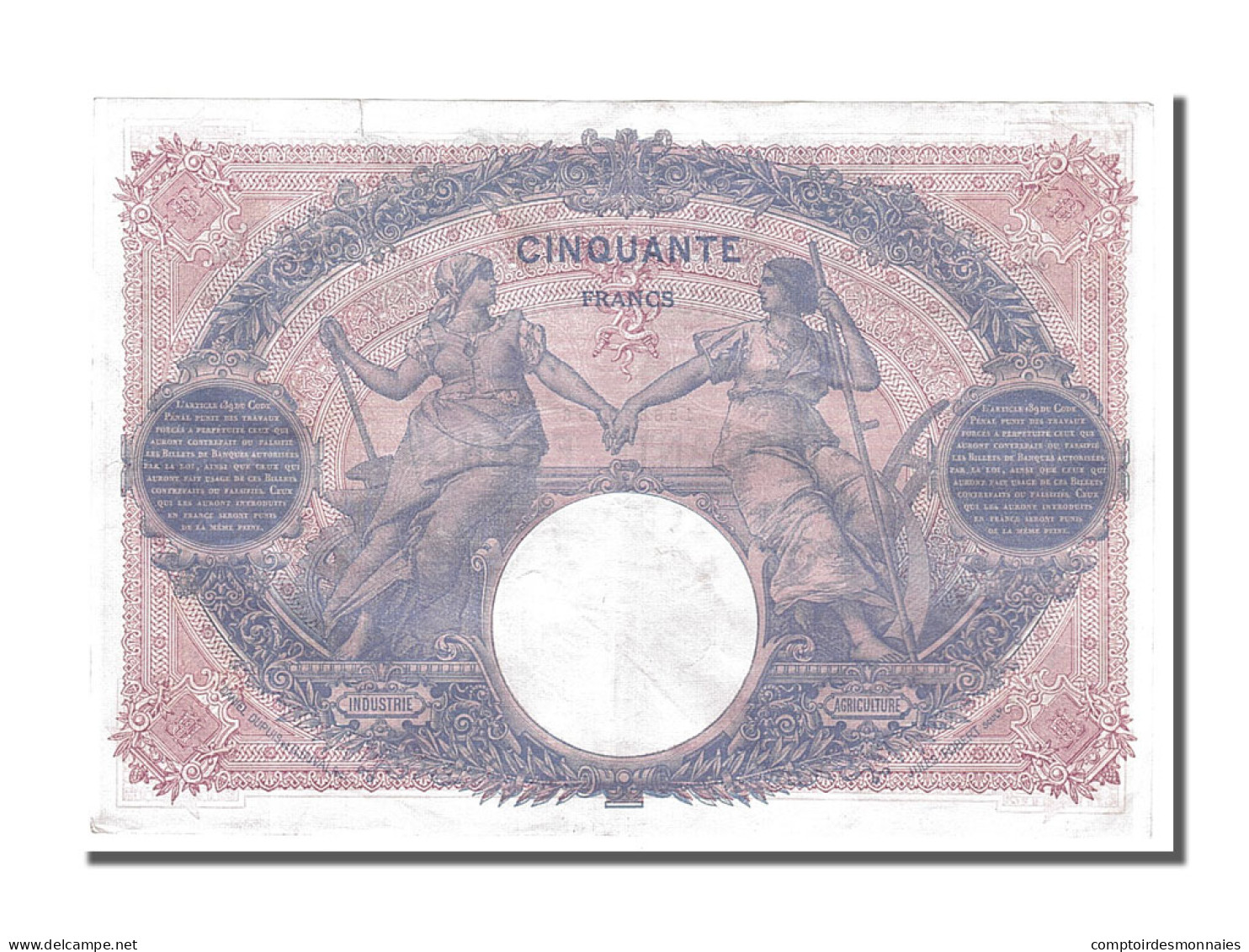 Billet, France, 50 Francs, 50 F 1889-1927 ''Bleu Et Rose'', 1915, 1915-07-28 - 50 F 1889-1927 ''Bleu Et Rose''