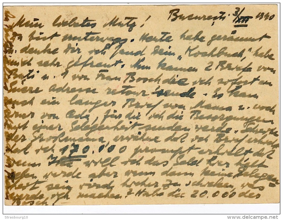 LETTRE - ROUMANIE  BUCAREST - 1940 - III REICH - - Postmark Collection