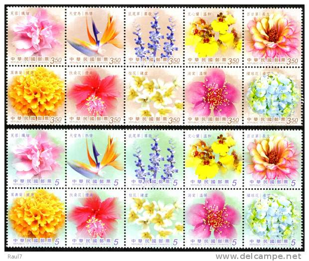 TAIWAN 2012 - Fleurs, Timbres De Voeux, Greetings - 20 Val Neuf // Mnh - Unused Stamps