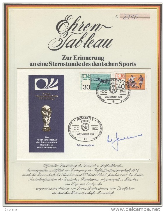 GERMANY Special Sheet With Cover And Signature Of Franz Beckenbauer - 1974 – Germania Ovest