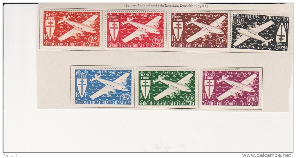 AFRIQUE EQATORIALE FRANCAISE- TIMBRES POSTE AERIENNE N° 22 A 28 NEUF X -ANNEE 1941 - Neufs