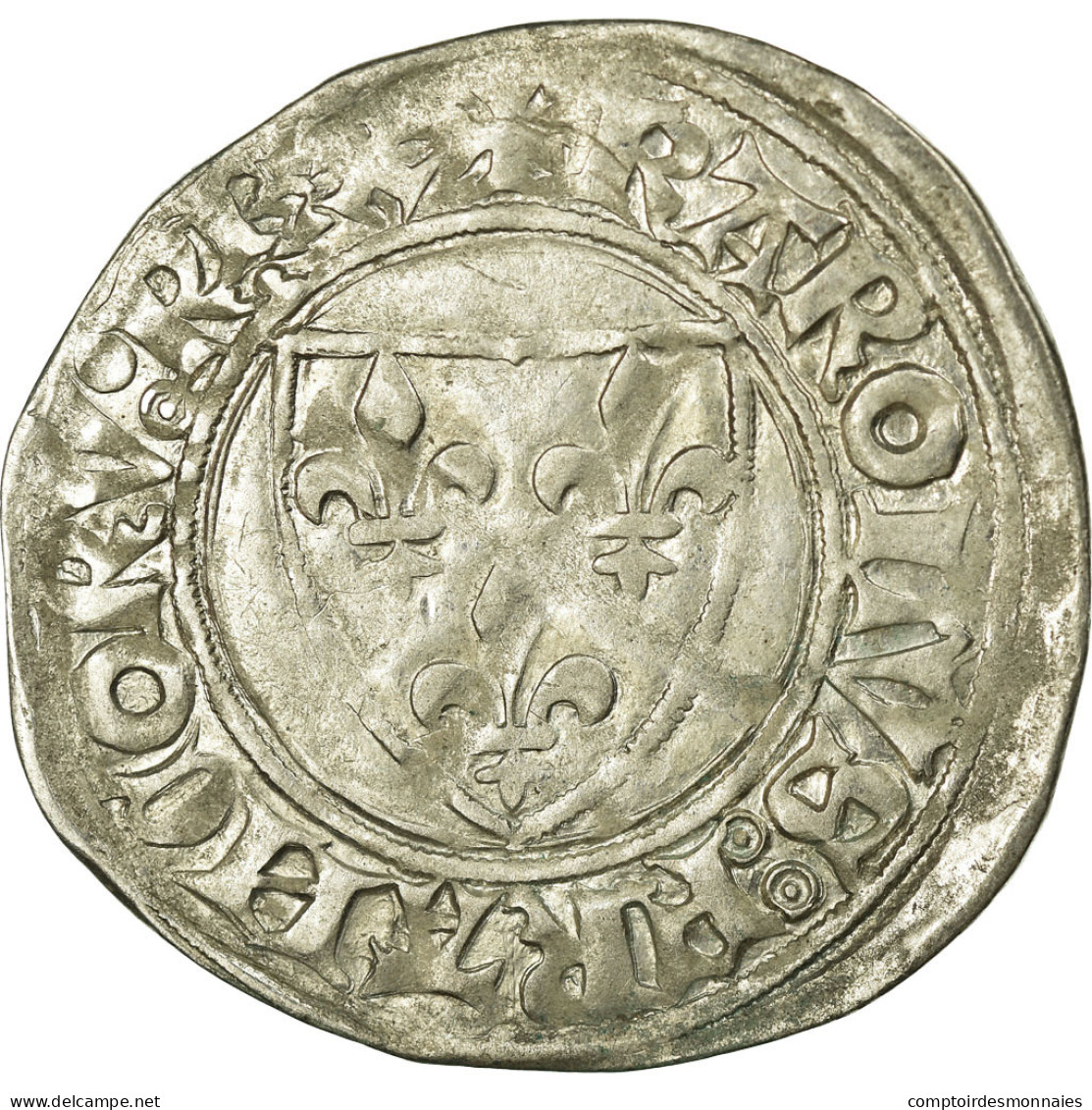 Monnaie, France, Blanc, Saint Quentin, TTB, Billon, Duplessy:377A - 1380-1422 Charles VI Le Fol