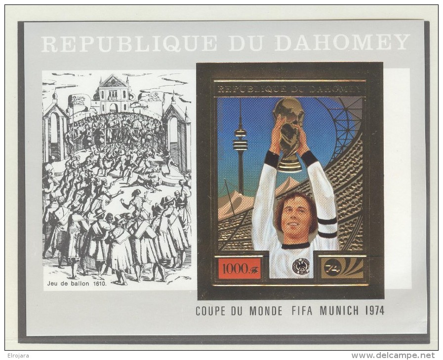 DAHOMEY Imperforated GOLD Block Beckenbauer With SILVER Margin Mint Without Hinge - 1974 – Germania Ovest