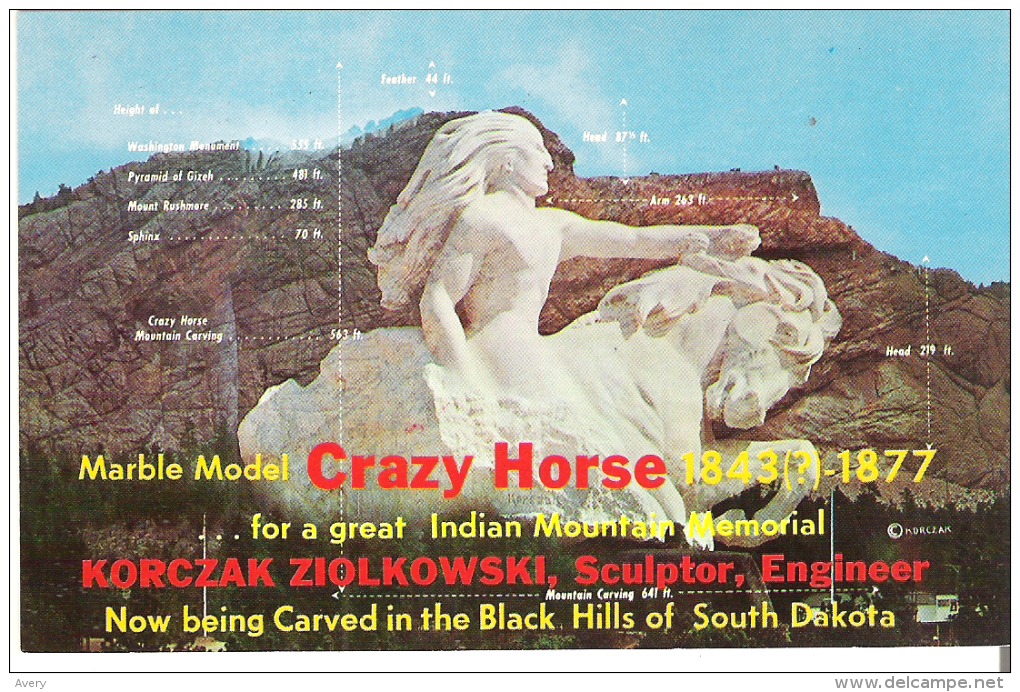 Marble Model  Crazy Horse For A Great Indian Mountain Memorial  Korczak Ziolkowski, Sculptor, Engineer - Altri & Non Classificati