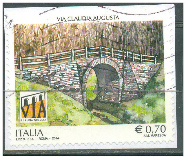 Italia Repubblica Usati - B134)  2014 Patrimonio Artistico Via Claudia Augusta  Prima Scelta - 2011-20: Gebraucht