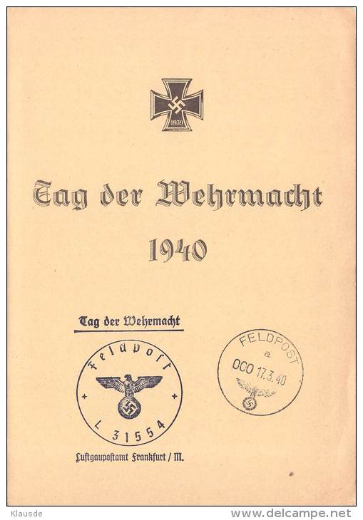 Feldpost Tag Der Wehrmacht 1940 Deutschland Deutsches Reich - Altri & Non Classificati