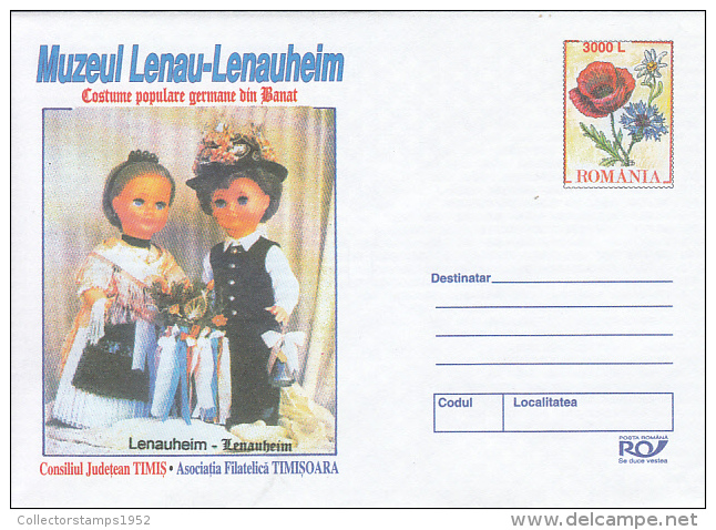 36535- BANAT SAXON FOLKLORE COSTUMES, DOLLS, COVER STATIONERY, 2003, ROMANIA - Dolls