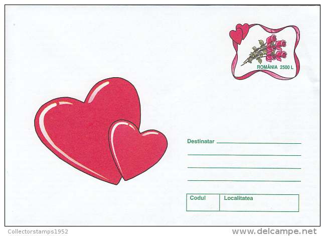 36565- HEART, ROSES, VALENTINE'S DAY, COVER STATIONERY, 2002, ROMANIA - Other & Unclassified