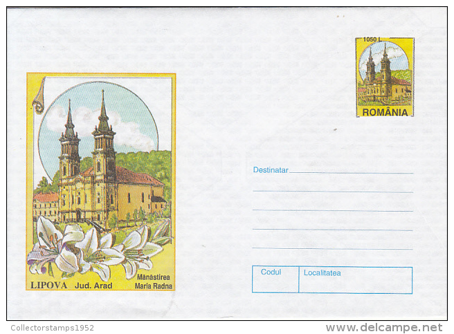 36626- LIPOVA- MARIA RADNA MONASTERY, COVER STATIONERY, 1998, ROMANIA - Abbayes & Monastères