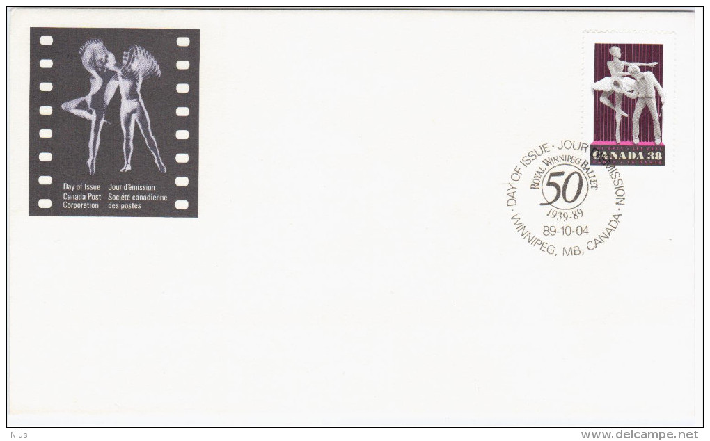 Canada 1989 FDC Dance Dances Danse, 50th Anniv. Of Royal Winnipeg Ballet - 1981-1990